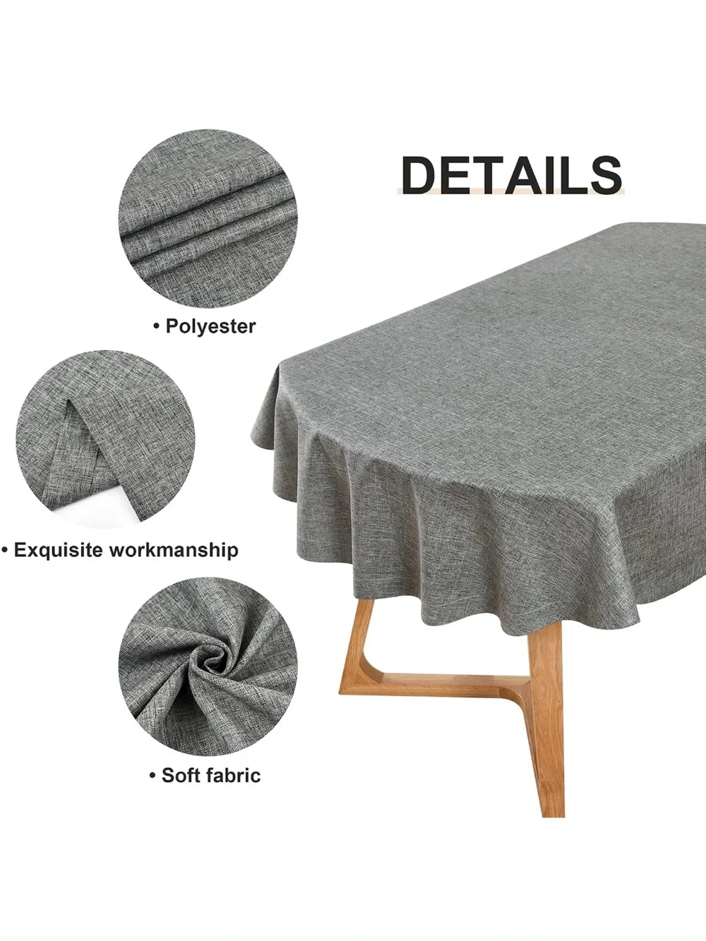 NEW Wolkemer Faux Linen Oval Tablecloth Heavy Duty Wrinkle Resistant